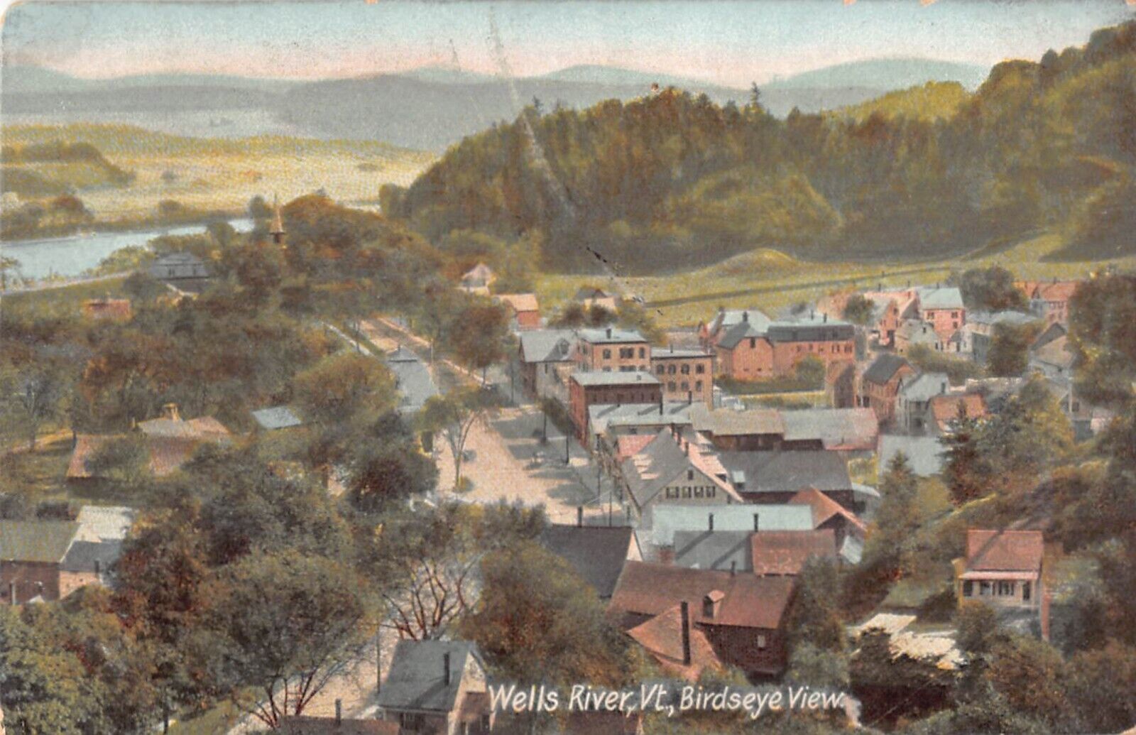 1907 Postcard of Birdseye View of Wells River, Vermont