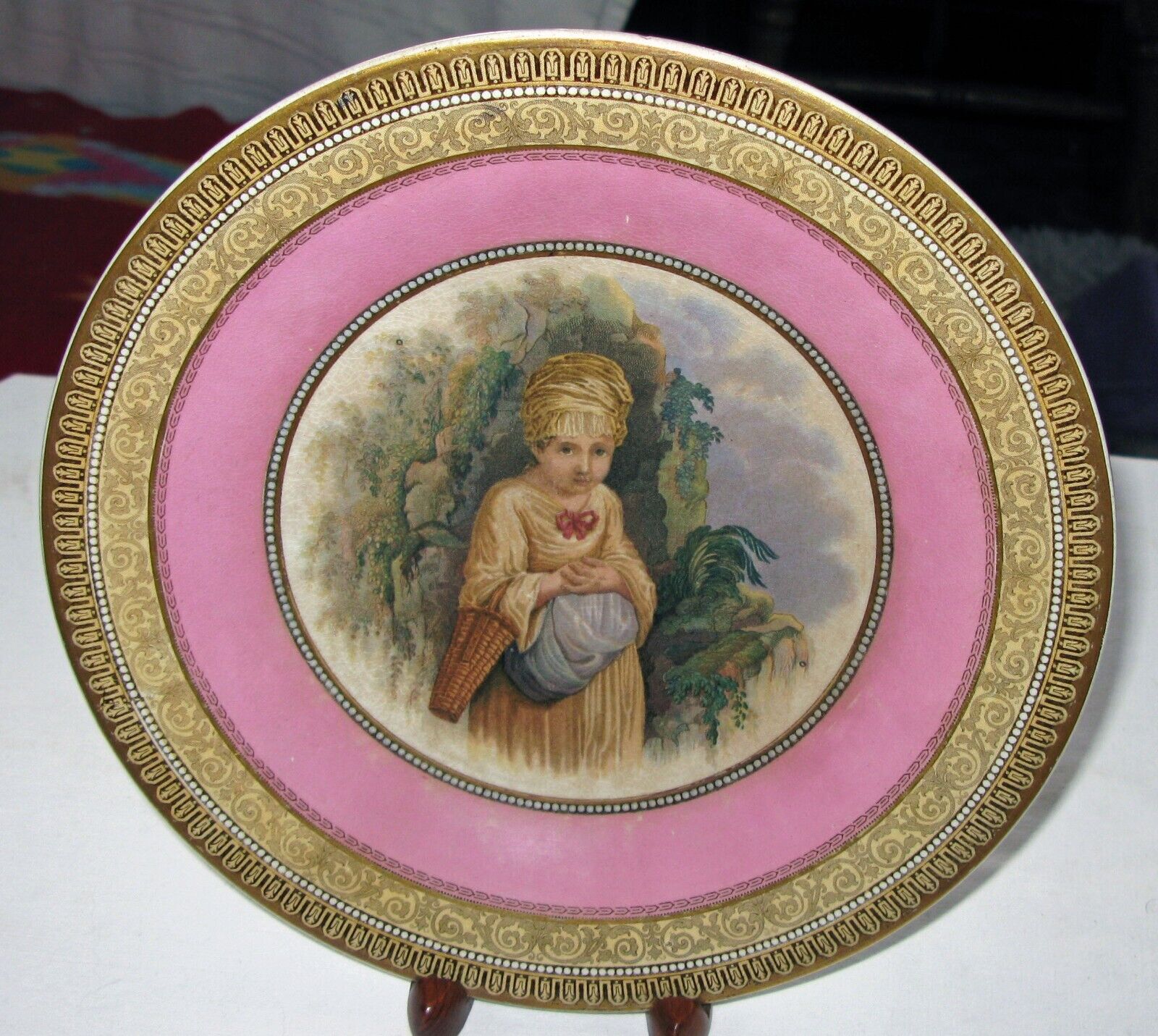 Antique, Prattware, F&R Pratt Plate, Strawberry Girl, 1850-60, 9\