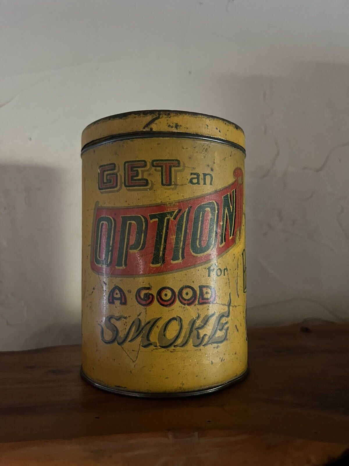 Option Cigar Tin Antique Empty