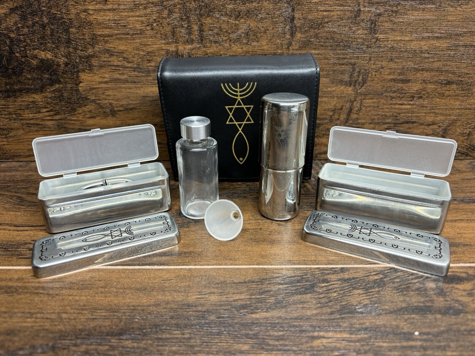 Vintage Religious Silverstone Portable Traveling Communion Kit Set w/ Case