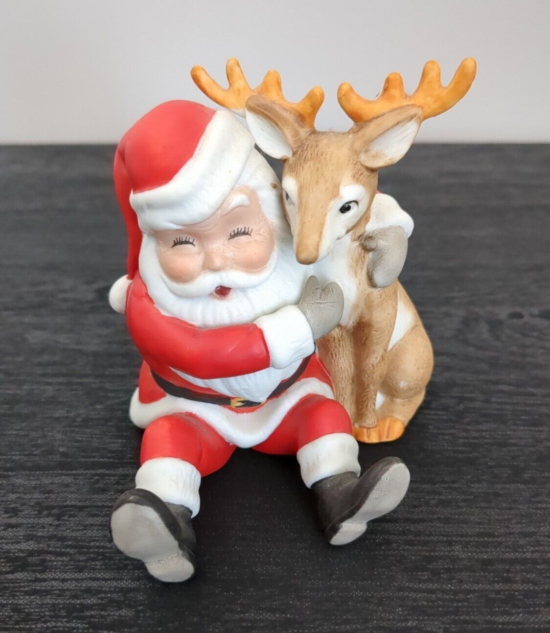 Vintage George Good Santa Claus With Reindeer Figurine 4\