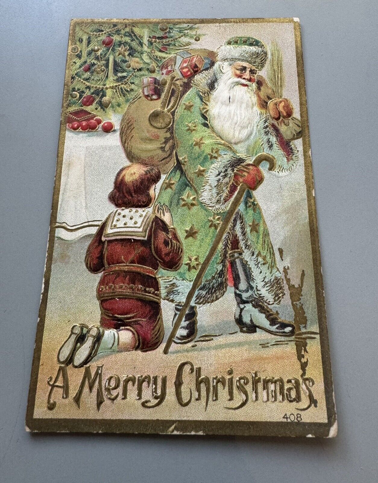 1909 Postmarked Christmas Embossed Postcard