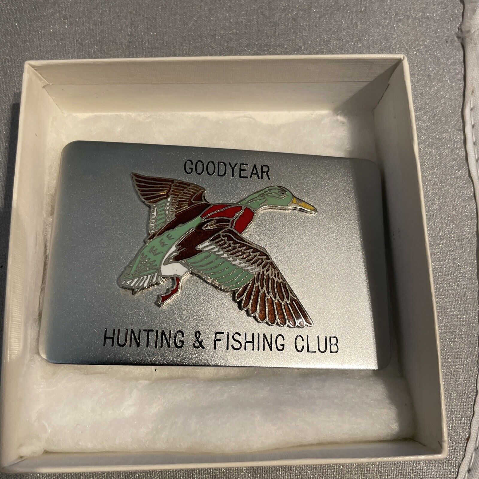 VERY COOL VINTAGE **GOODYEAR  Hunting And Fishing Club BELT BUCKLE