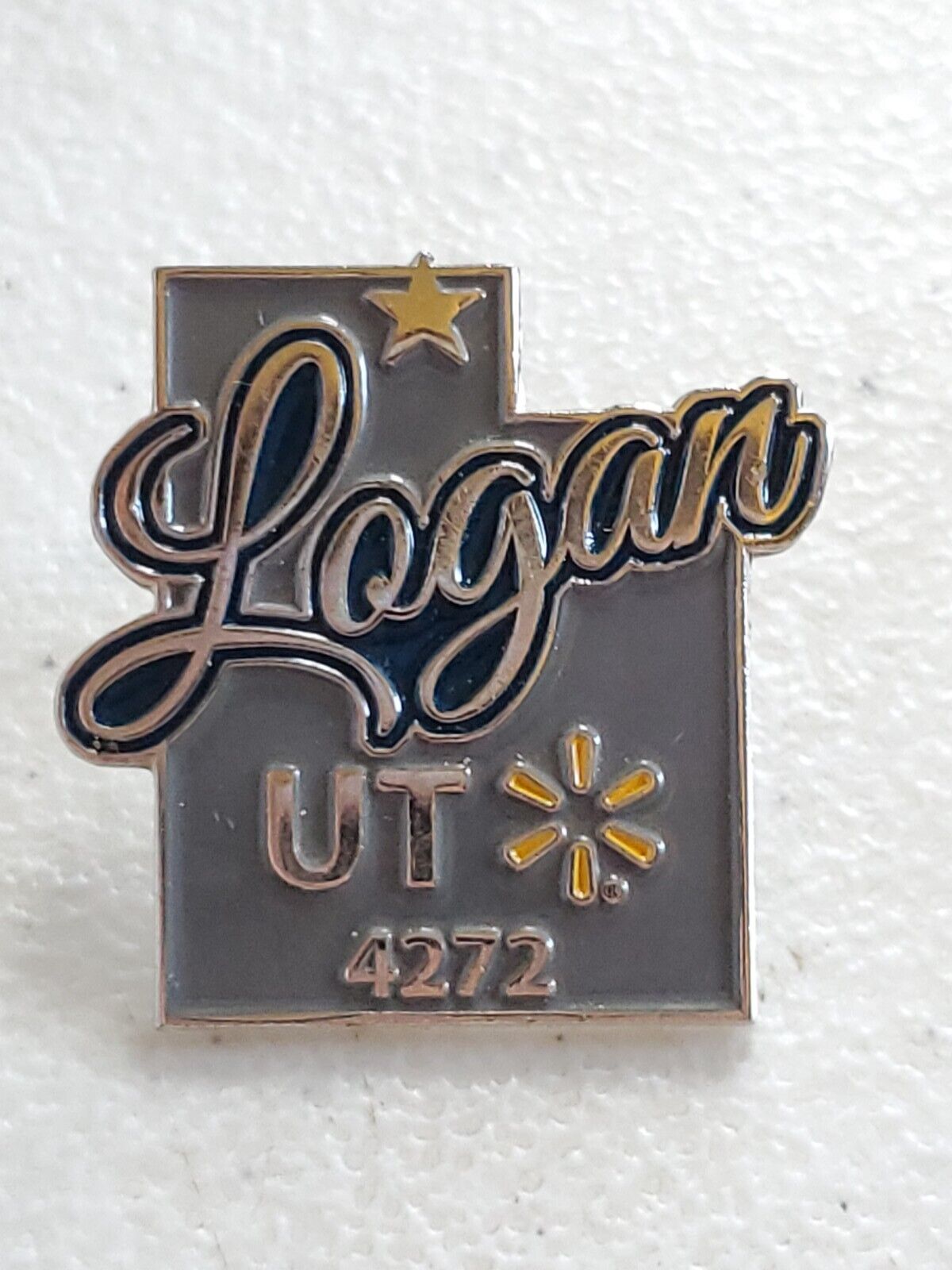 Logan Utah Walmart Employee Pin Store #4272 Utah Shaped Enamel Lapel Hogeye 2016