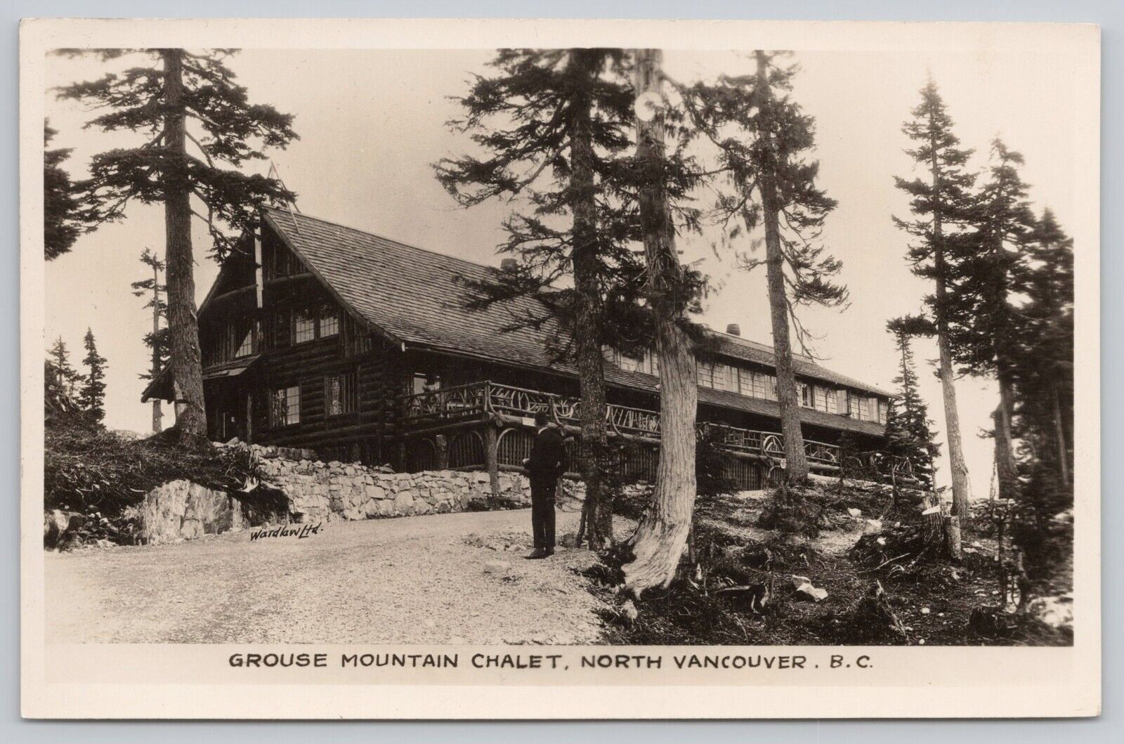 Vtg RPPC Post Card Grouse Mountain Chalet, North Vancouver, B.C. B496