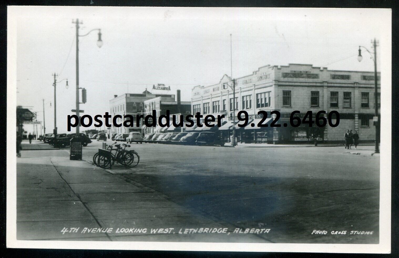 LETHBRIDGE Alberta 1930s 4th Avenue Stores Old Cars Real Photo Postcard by Cross