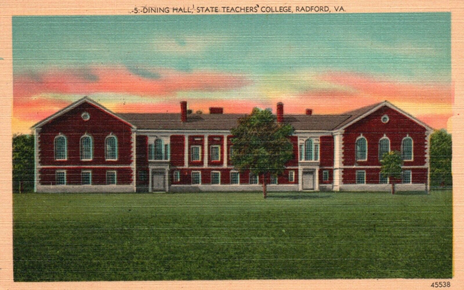 Postcard VA Radford State Teachers College Dining Hall Linen Vintage PC a1329