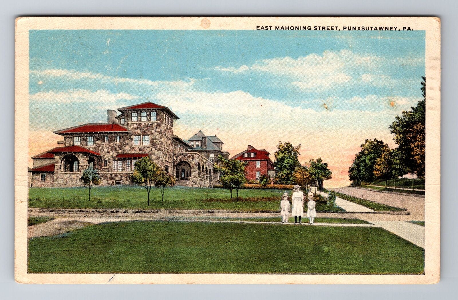 Punxsutawney PA-Pennsylvania, East Mahoning Street, Antique Vintage Postcard