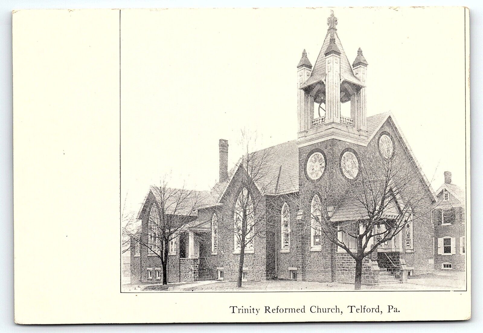 c1910 TELFORD PA TRINITY REFORMED CHURCH EARLY UNPOSTED POSTCARD P3903