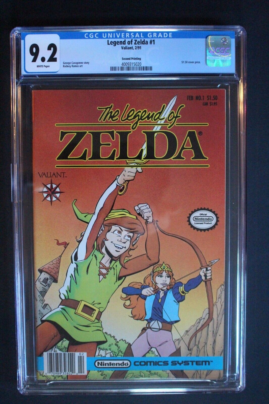 Legend of Zelda #1 Valiant Nintendo 1991 $1.50-c Comics 2nd Print MOVIE CGC 9.2