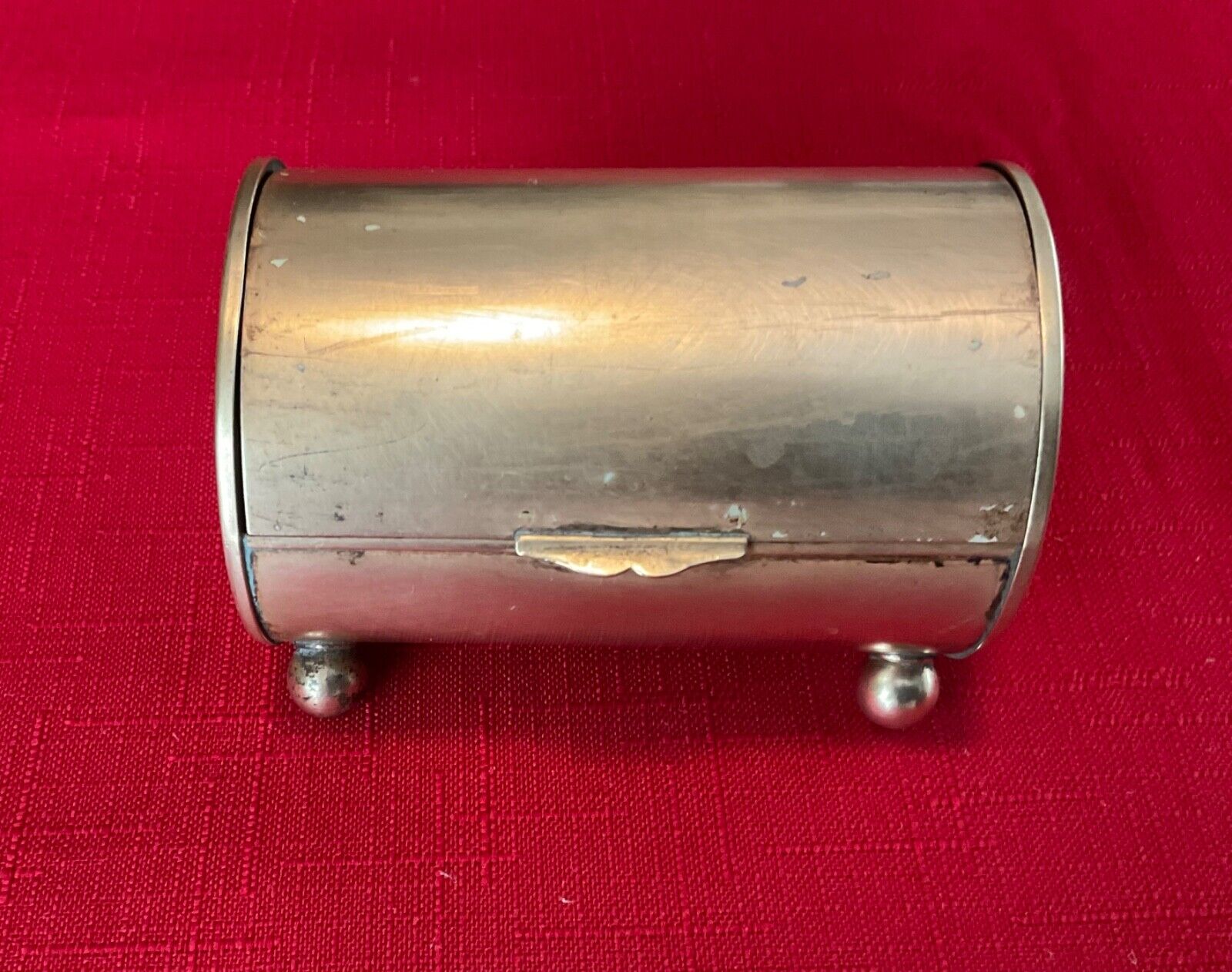 Vintage Unique Ges Gesch Germany Brass Drum Dresser Jewelry Trinket Box
