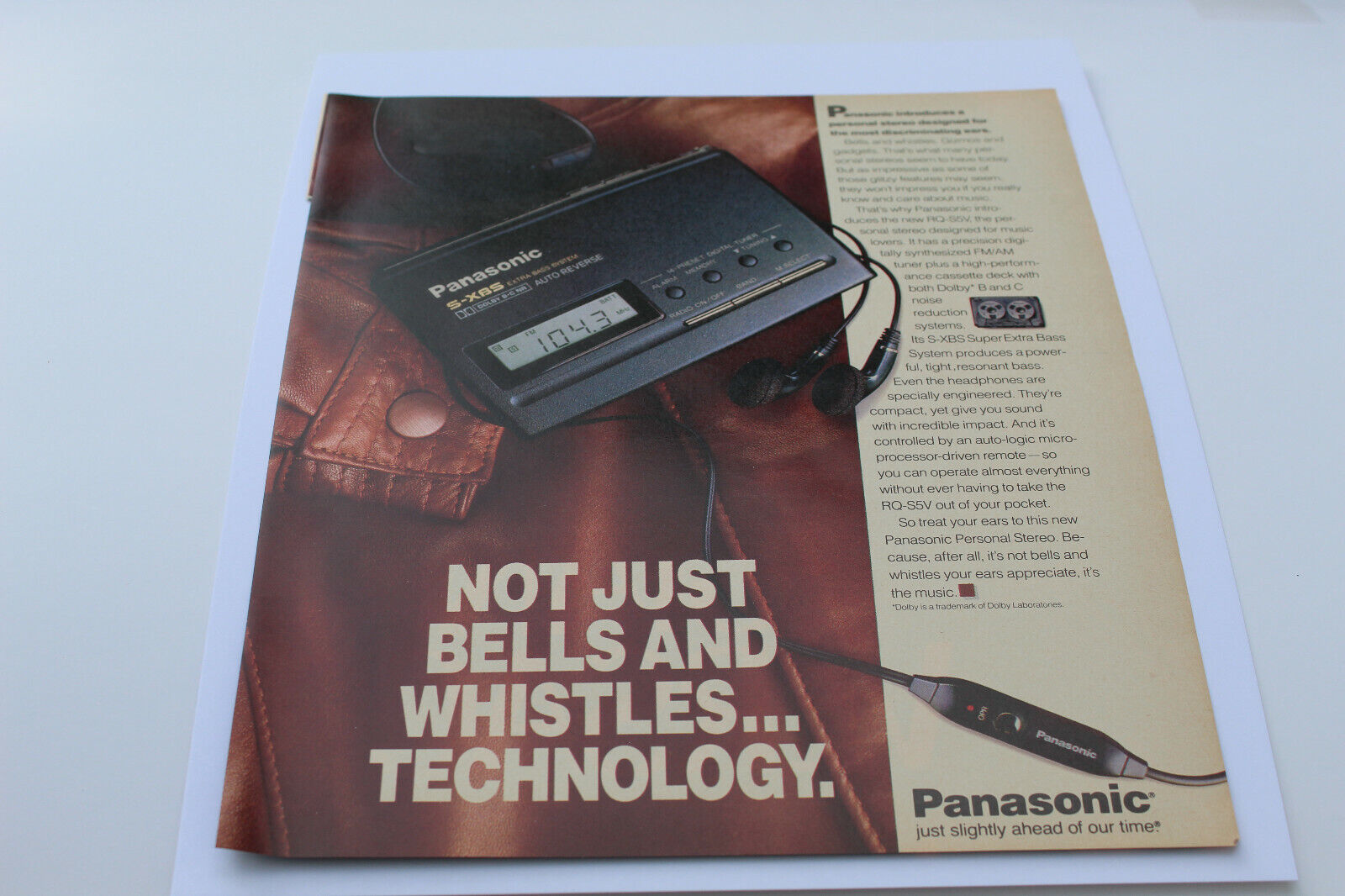 1990 Panasonic S-XBS Extra Bass Personal Stereo Music  Vintage Print  Ad A90