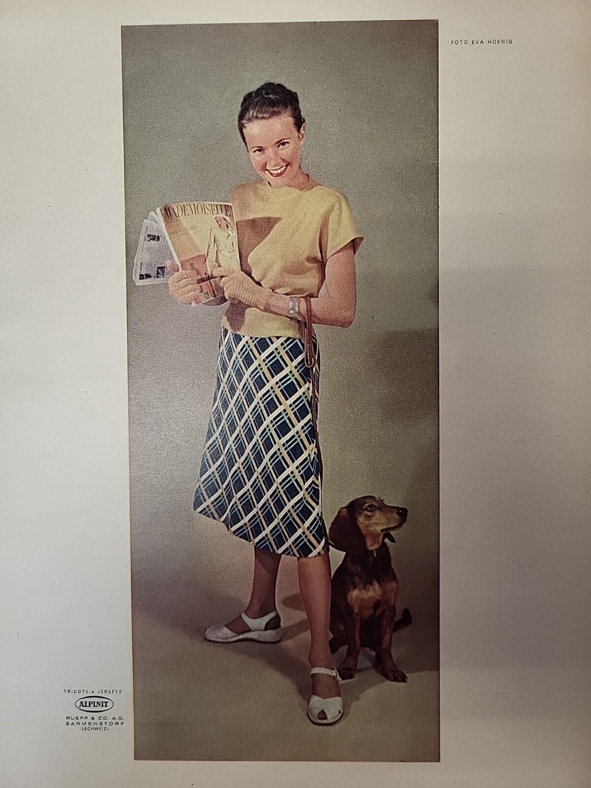 Alpinit Tricot & Jerseys 1948 Print Ad Du Magazine Swiss Daschshund  Weiner-Dog