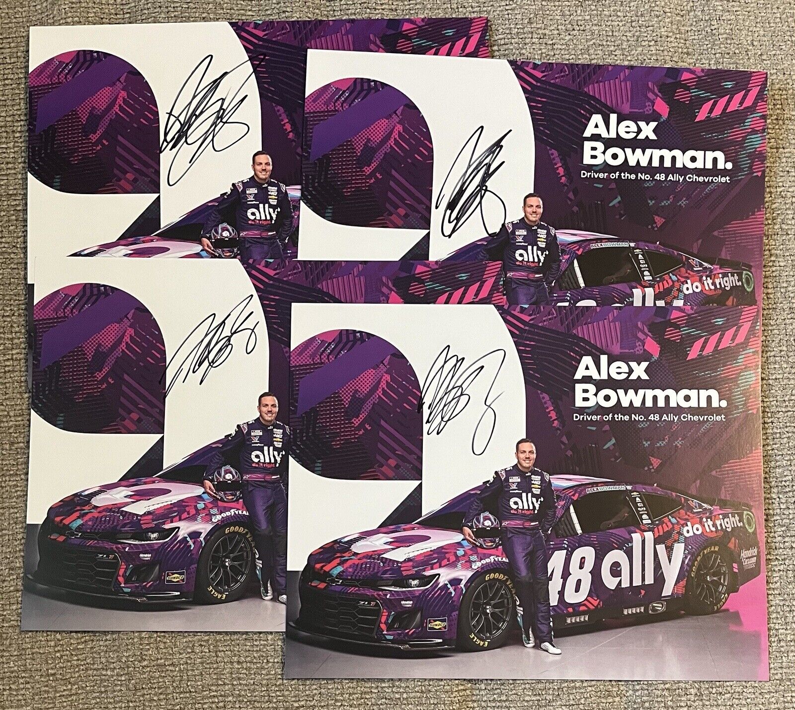 Alex Bowman Signed 2024 Ally Postcard Hero Card Auto COA