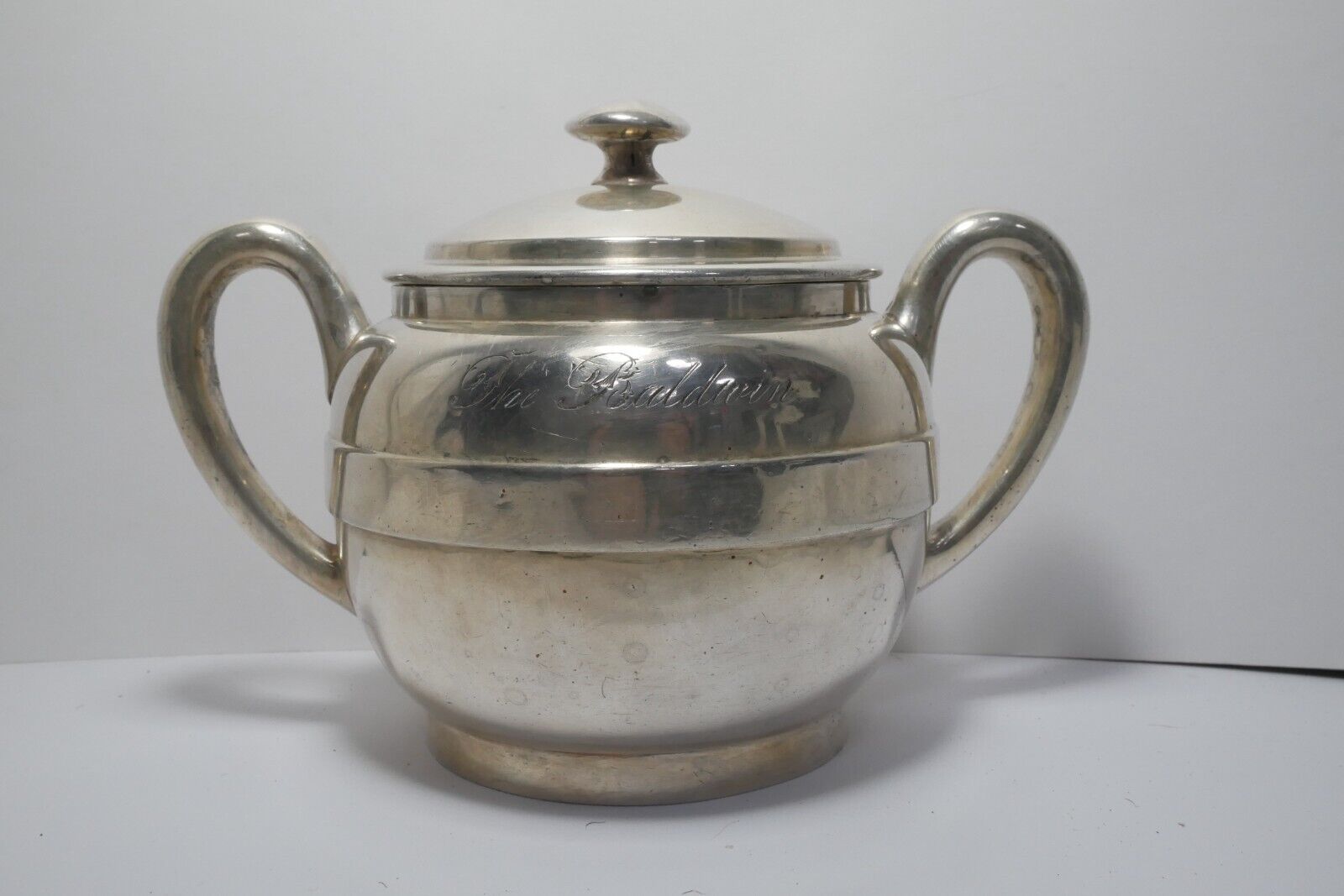 Antique silver plated Tiffany and Co made sugar pot from the Baldwin Hotel