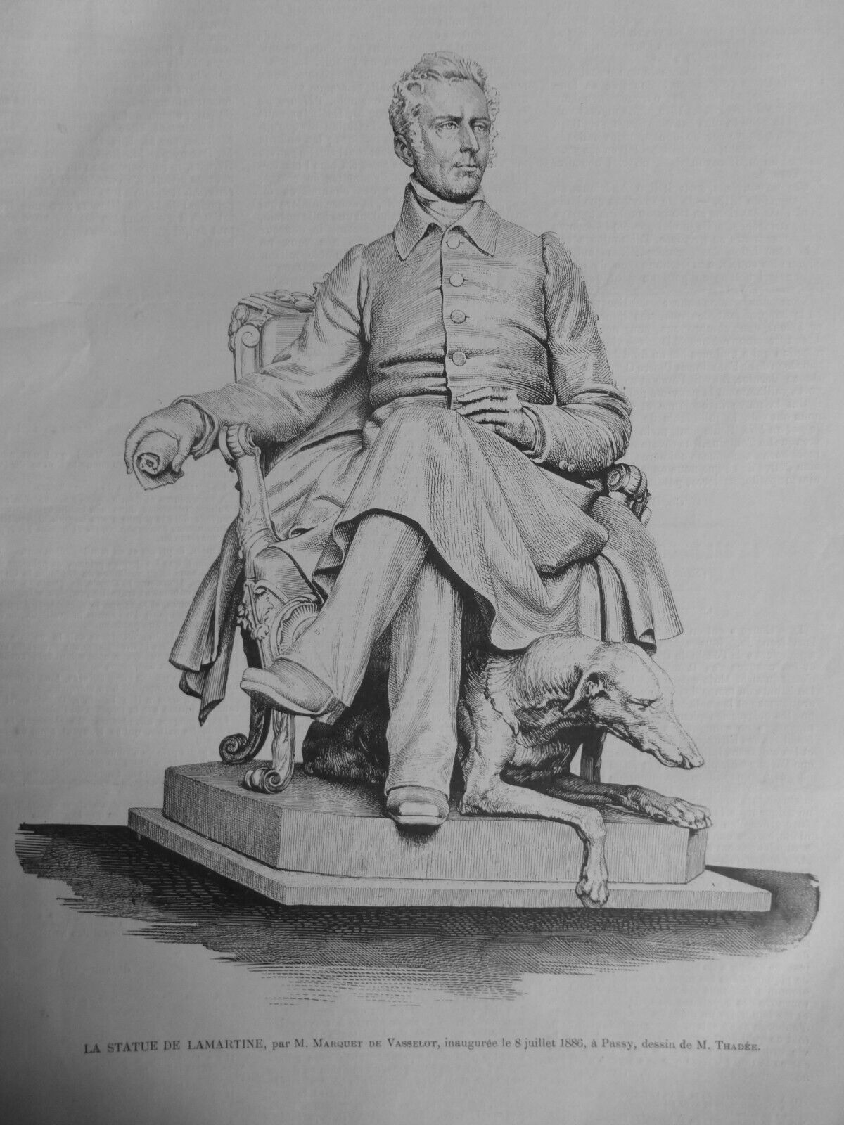 1886 Statue Of Lamartine Vasselot Marquet Sculptor 1 Journal Antique