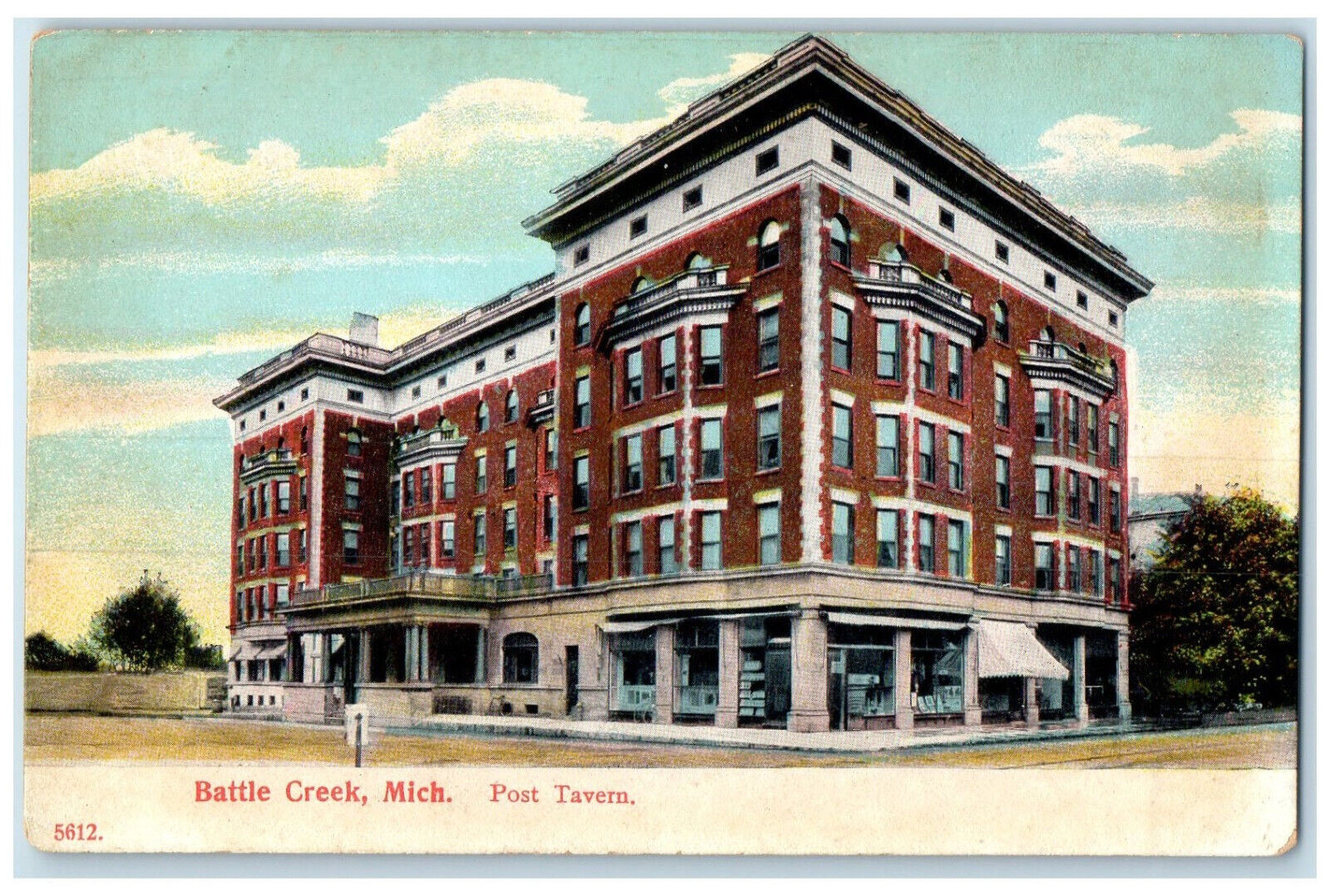 c1910 Post Tavern Battle Creek Michigan MI Antique Unposted Postcard
