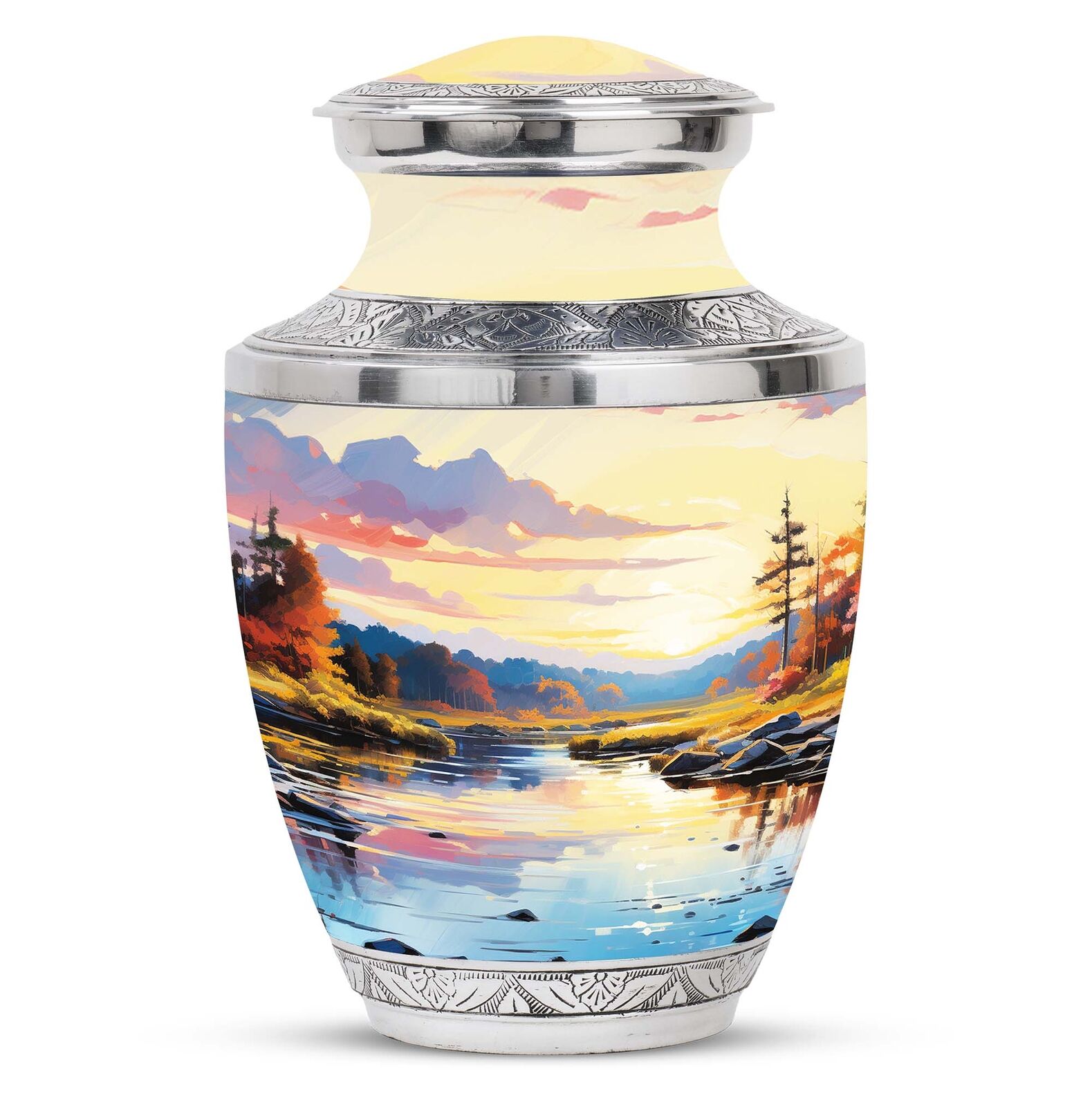 Dusk Descends on a Peaceful River Large Urns For Human Remains 200 cubic inch