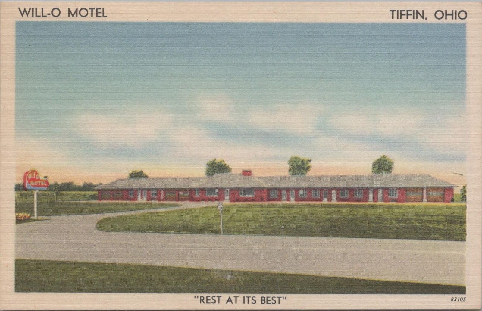 Postcard Will-O Motel Tiffin Ohio OH 