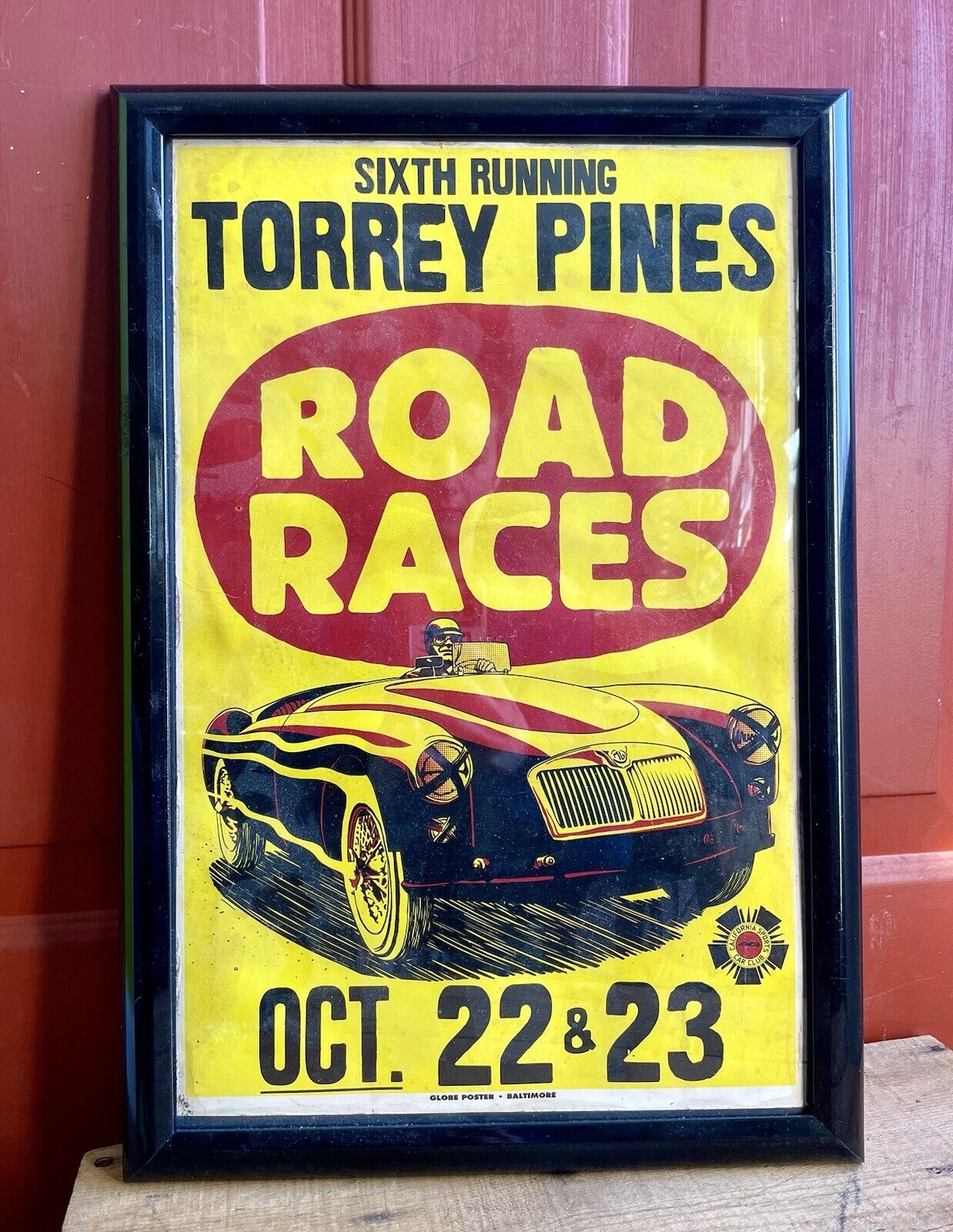 Framed 50s/60s Torrey Pines Cali Sports Car Road Races Poster Sign MG MGA