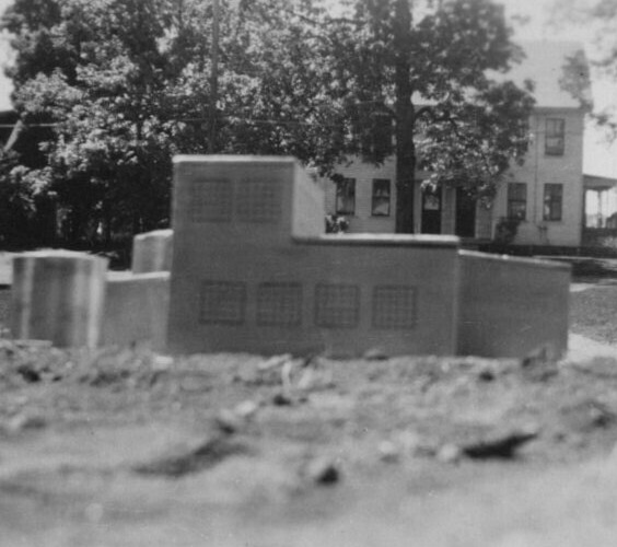 4W Photograph Close Up POV Small Model Home On Empty Neighborhood Lot 1940\'s 