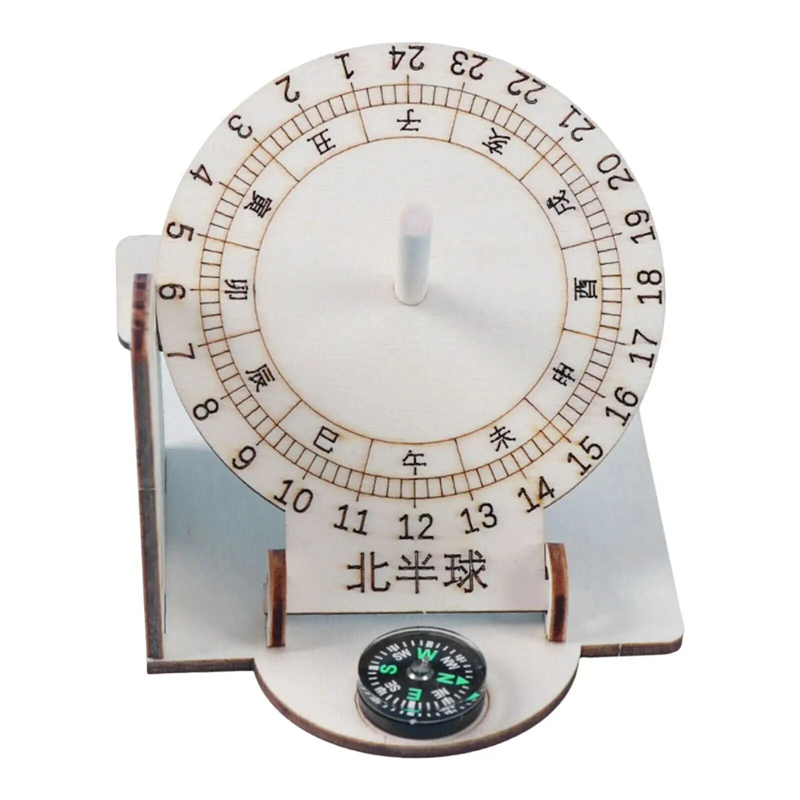 Equatorial Sundial Clock Wooden Scientific Model DIY Teaching Aid Educational To