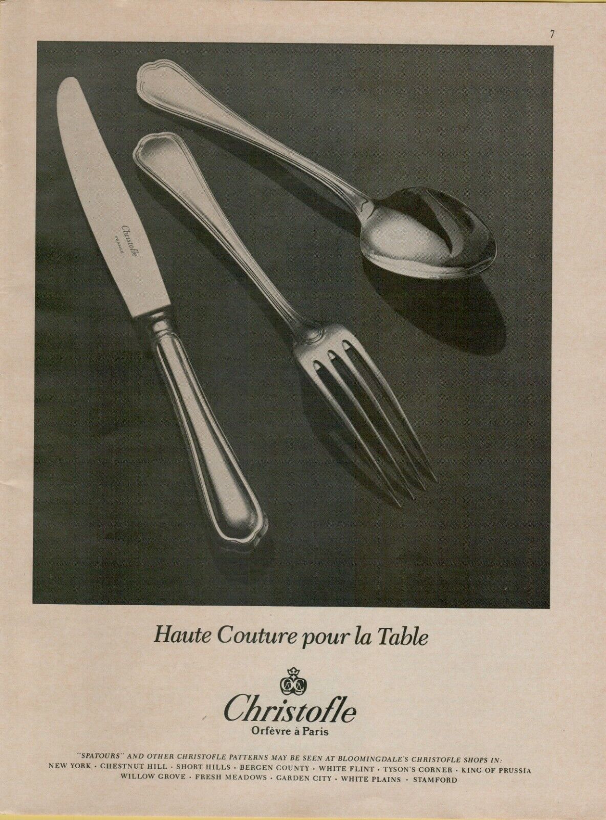 1982 Christofle Orfevre a Paris Haute Couture Silverware  Vintage Print Ad