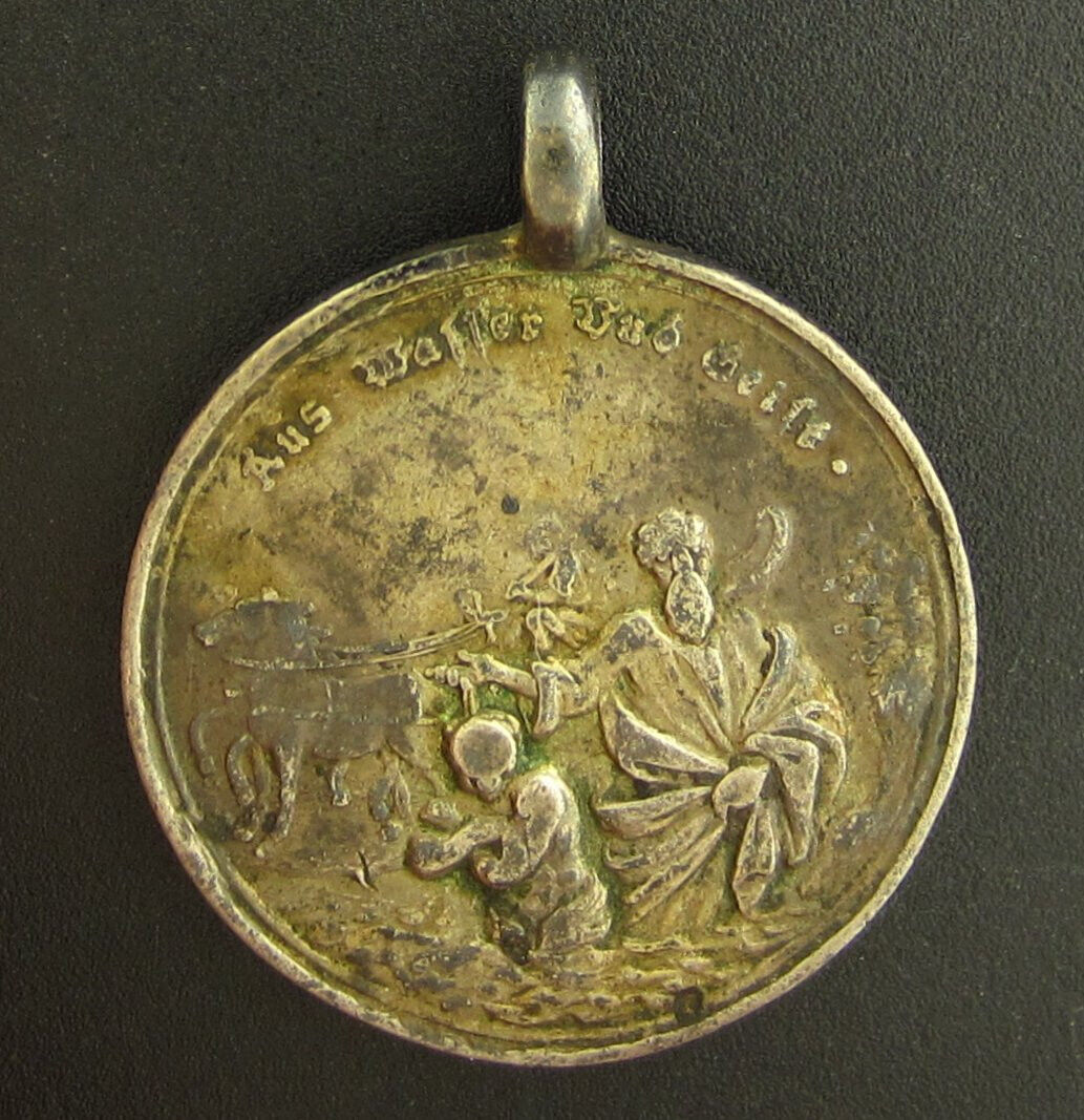Antique John the Baptist Medal Religious Catholic German Of Water and Spirit