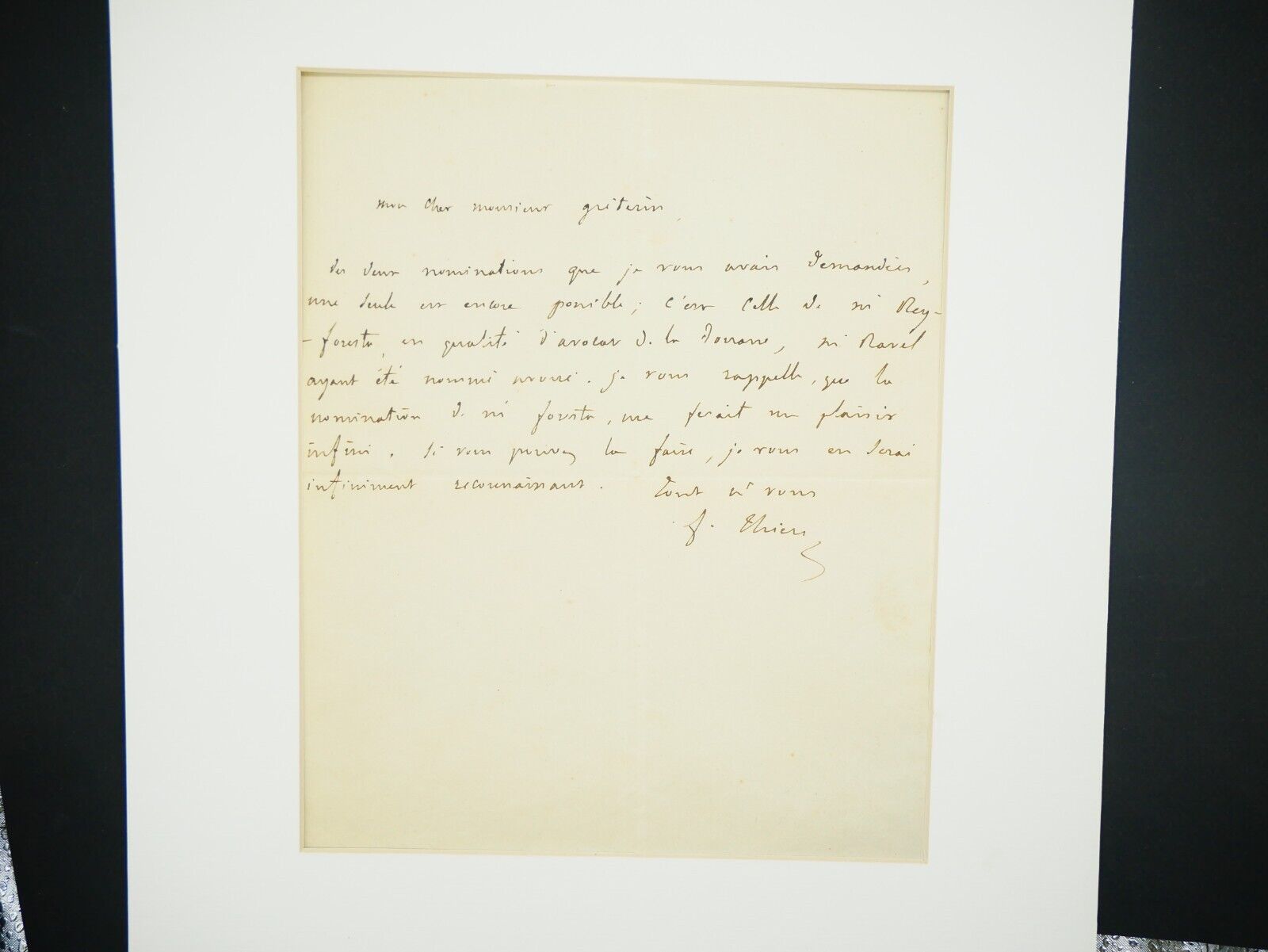 Adolphe Thiers - signed autograph letter - customs lawyer
