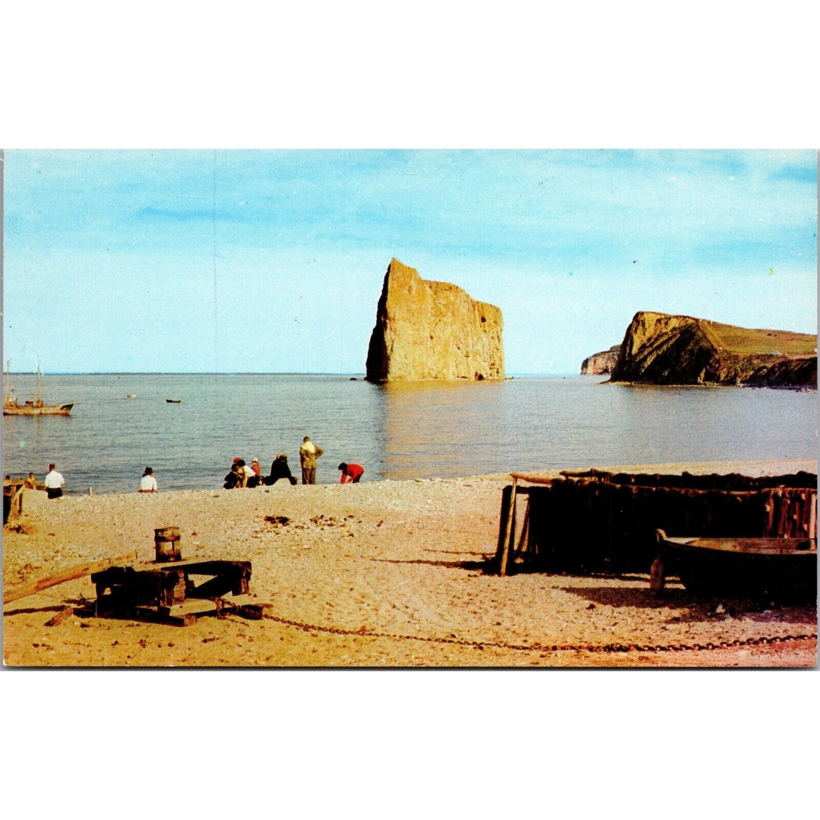 Percé Quebec Canada Postcard By Studio Bernard Featuring Percé Rock Beach Scene
