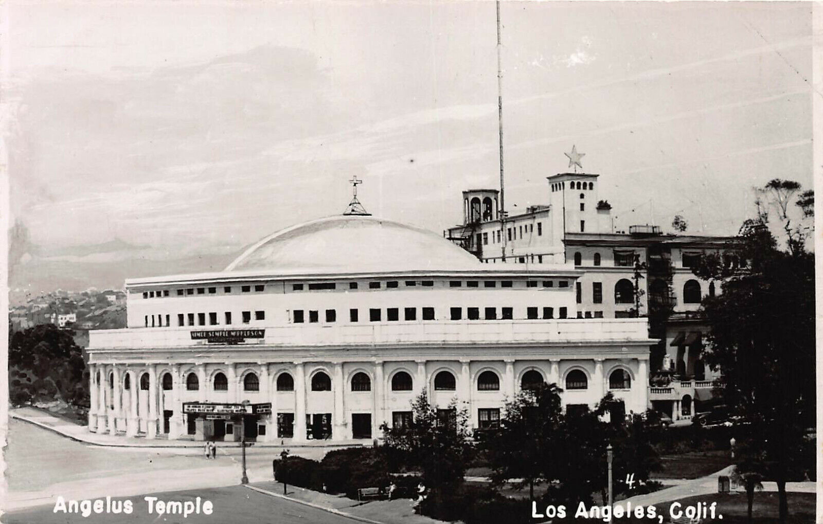 Angelus Temple, Los Angeles, California, Early Real Photo Postcard, Unused