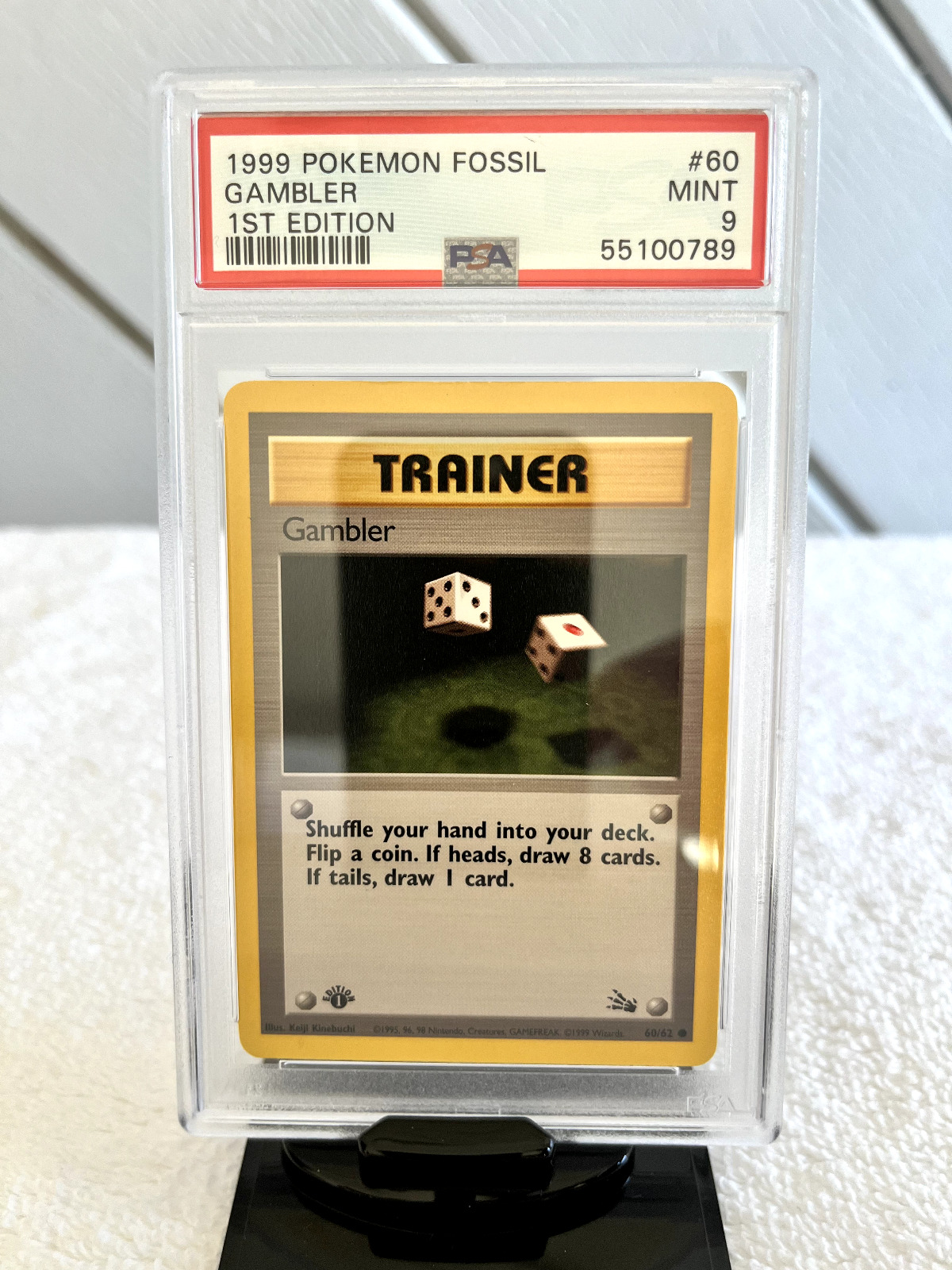 1999 Pokemon Fossil WotC - Gambler [1st Edition] #60 PSA 9 MINT