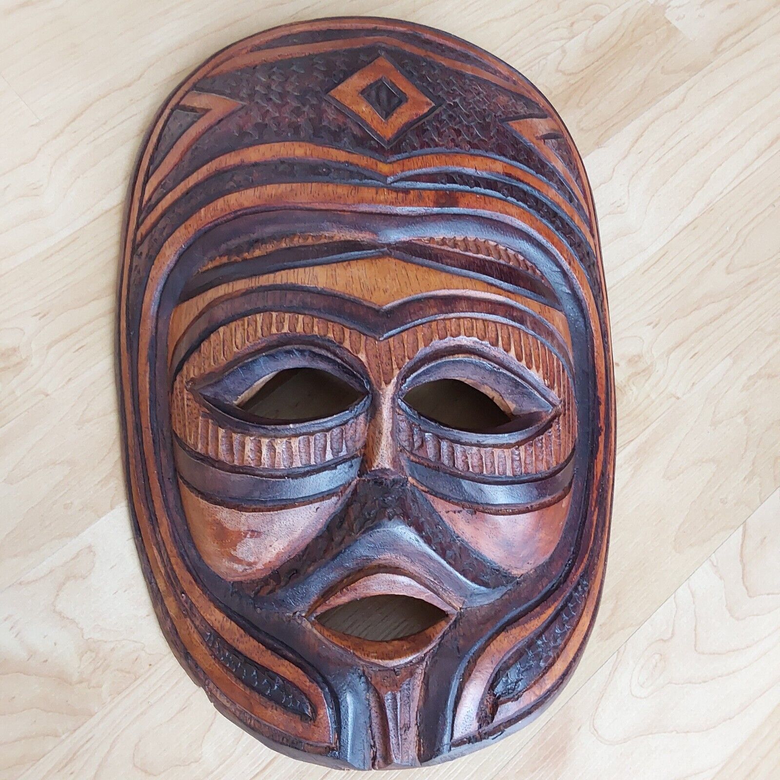 African Face Mask Tribal Art Wooden Carved African Makonde Initiation  Mask ?