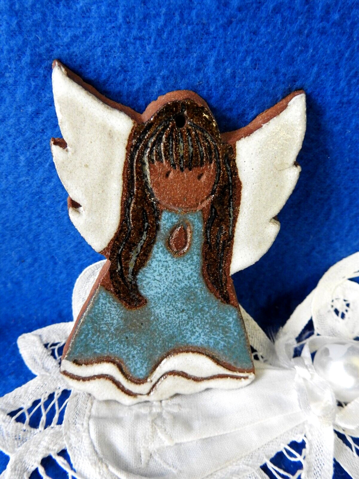 Taos Pueblo Clay Pottery 2015 Angel Hand Crafted Native American Ornament
