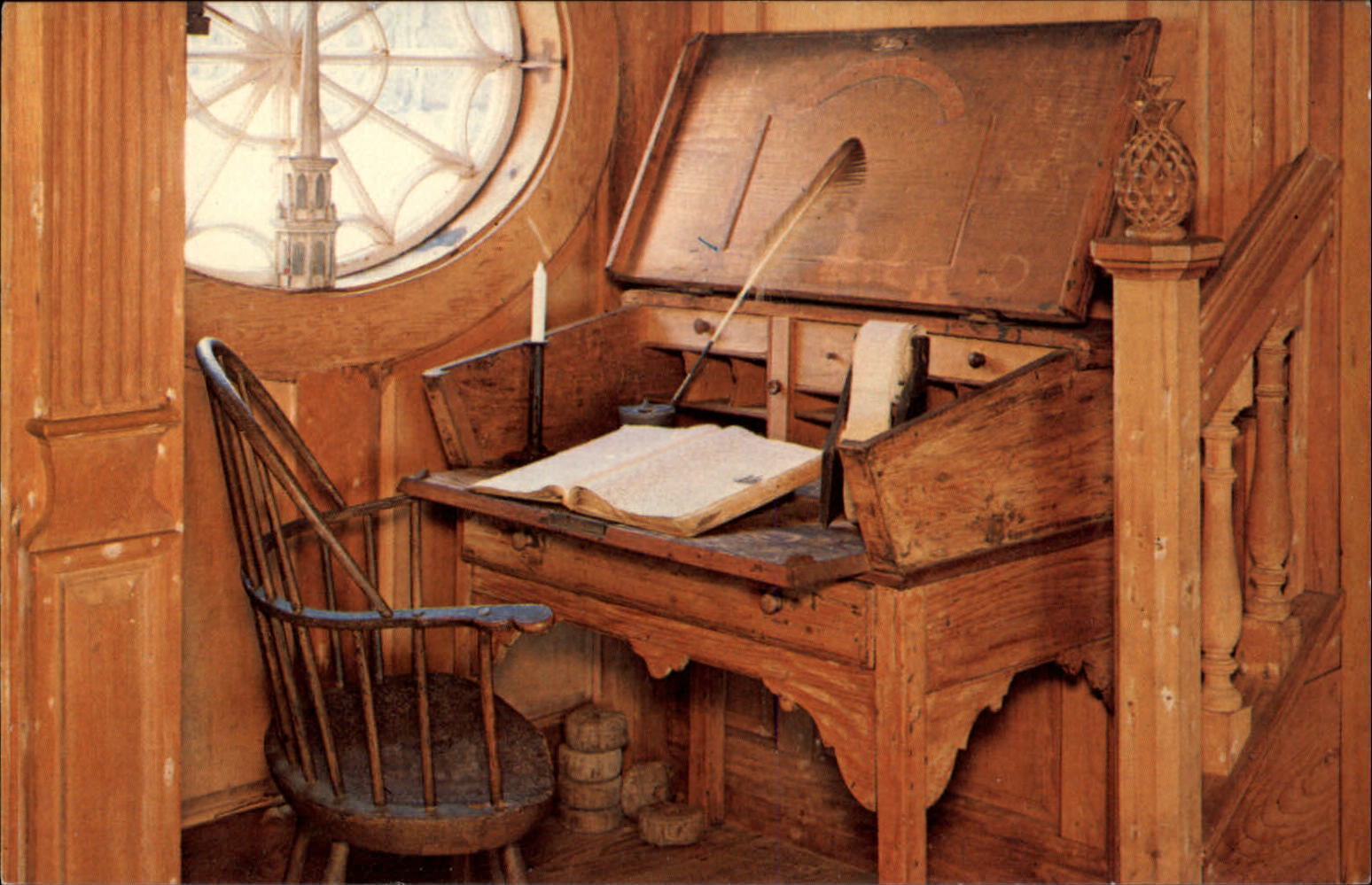 Massachusetts Gloucester Beauport Museum 1830s Ship log rustic ~ postcard sku097