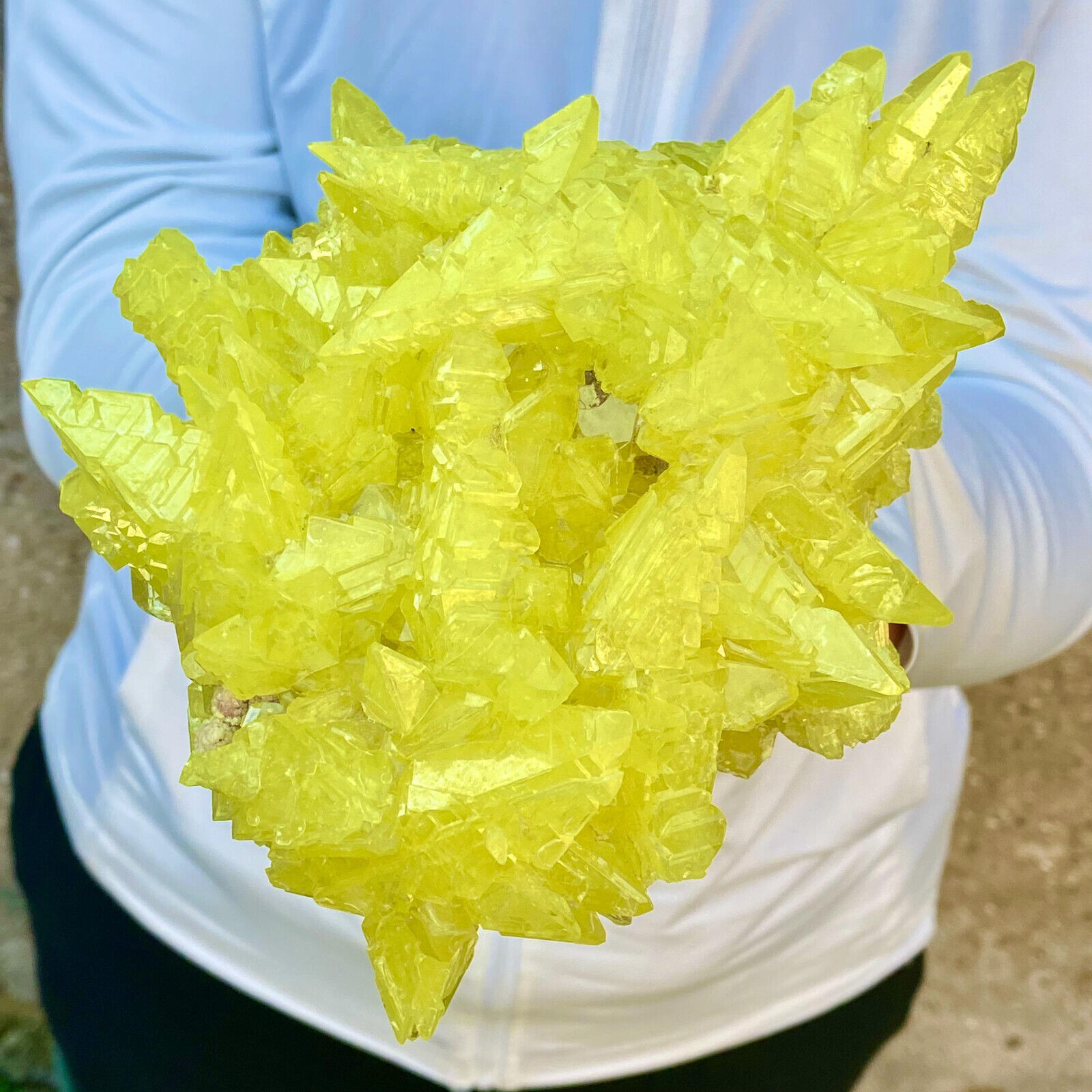 2.4LB Rare yellow sulfur crystal quartz crystal mineral specimen