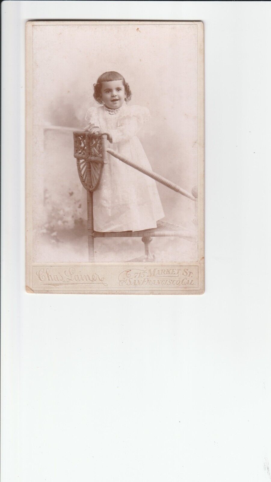 Cabinet Card 1895 S.F.CA,ID LITTLE BOY 2ND BIRTHDAY LONG GOWN ,CURLS,BANGS 1895