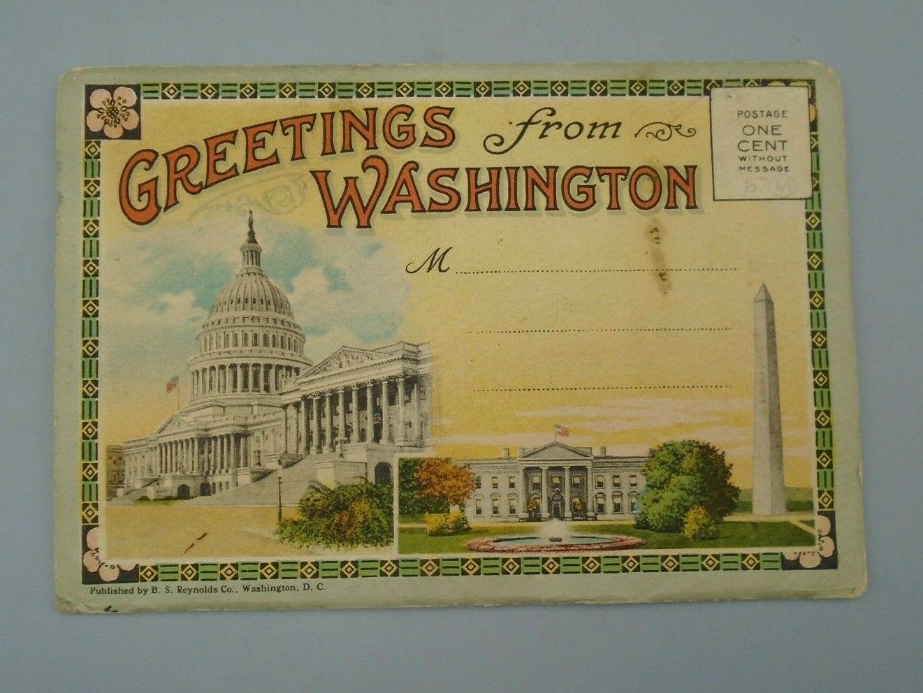 Vintage Greetings from Washington DC Souvenir Fold Out Area Illustrations Card