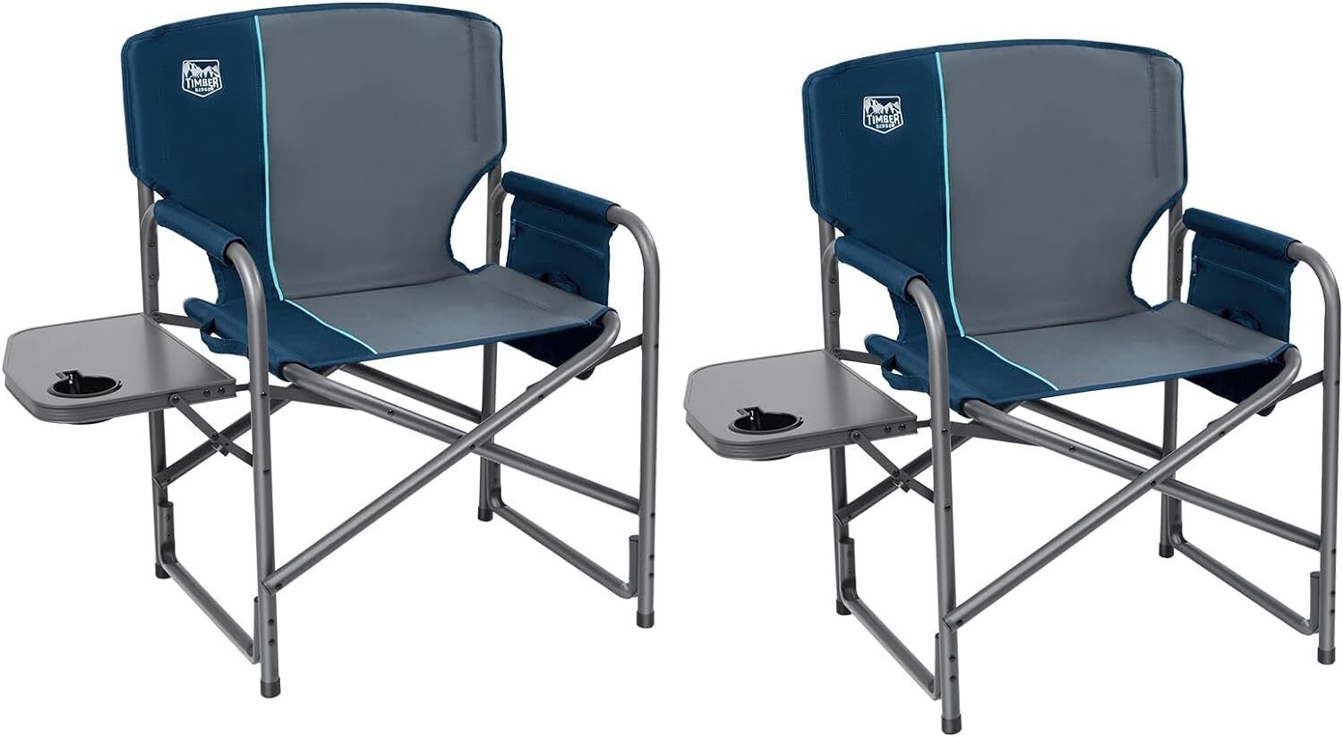 Lightweight Oversized Camping Chair, Lawn, Picnic, Support 400lbs Blue 2 Pack