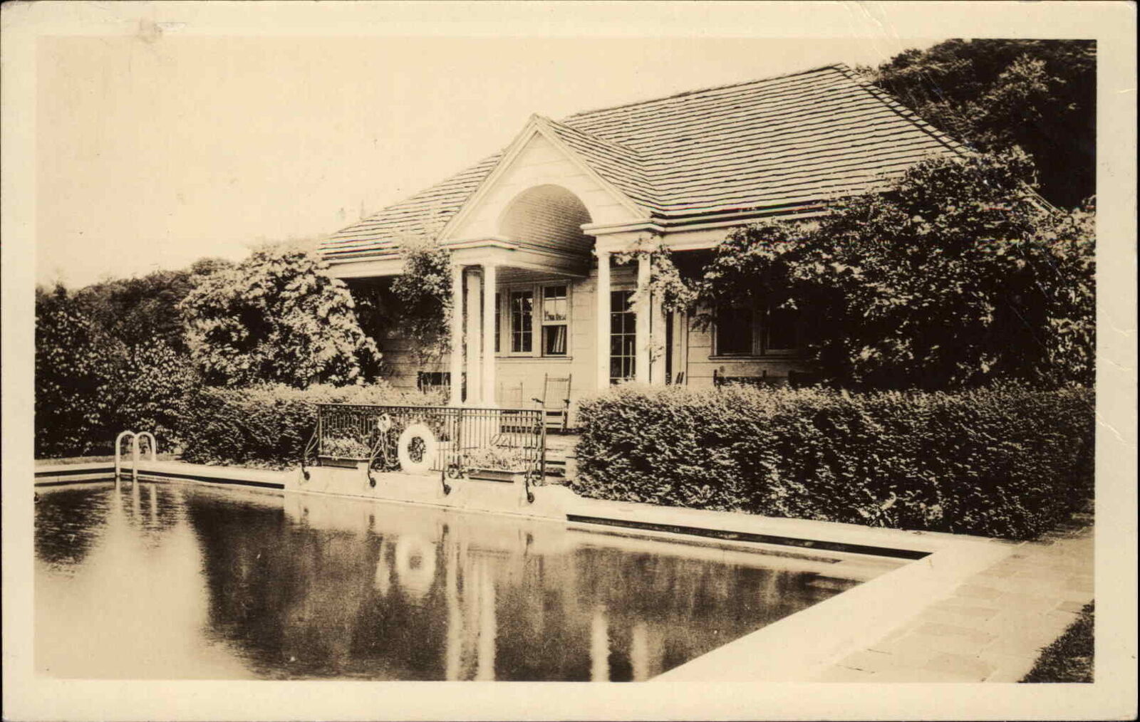Farmington Connecticut Cancel 1934 Lodge Swimming Pool Real Photo Postcard