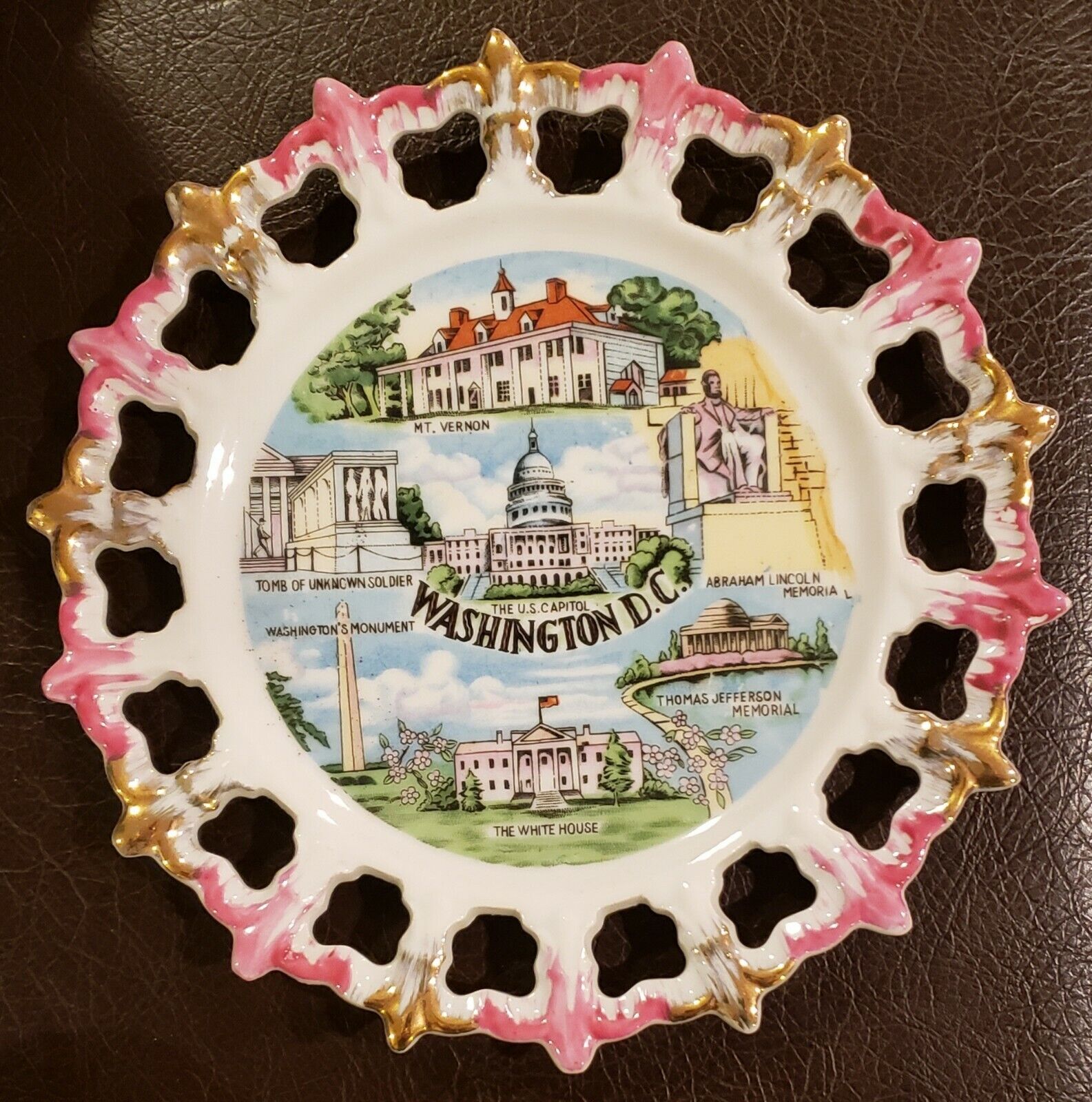 VTG Washington D.C. Reticulated Collector Plate Silberne Product Made in Japan 