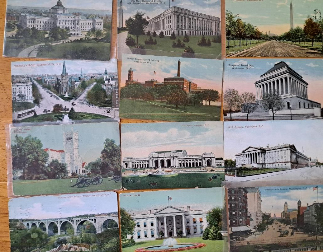 Lot of 12    WASHINGTON, D.C.    Old Postcards    ca.1900\'s-1920s