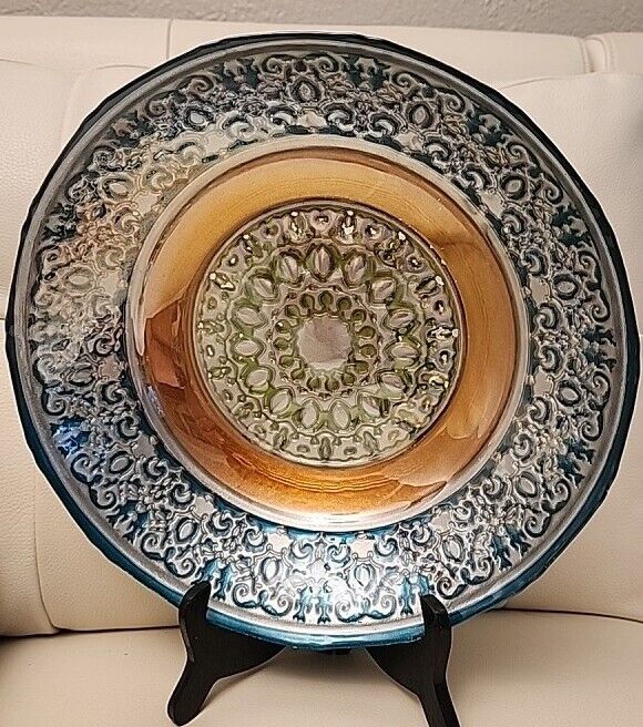 Bowl Topkapi Collection Turkish Style Reverse Teal, Green, and Orange 12\