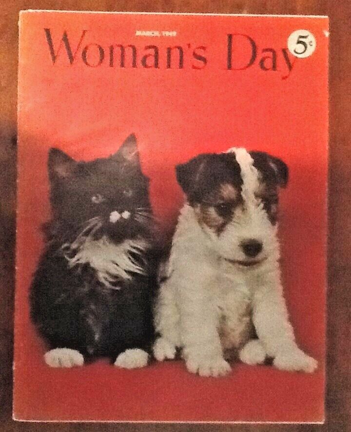 Woman\'s Day mag issue vintage February 20 1949 Cats recipes fashion Decor Beall 