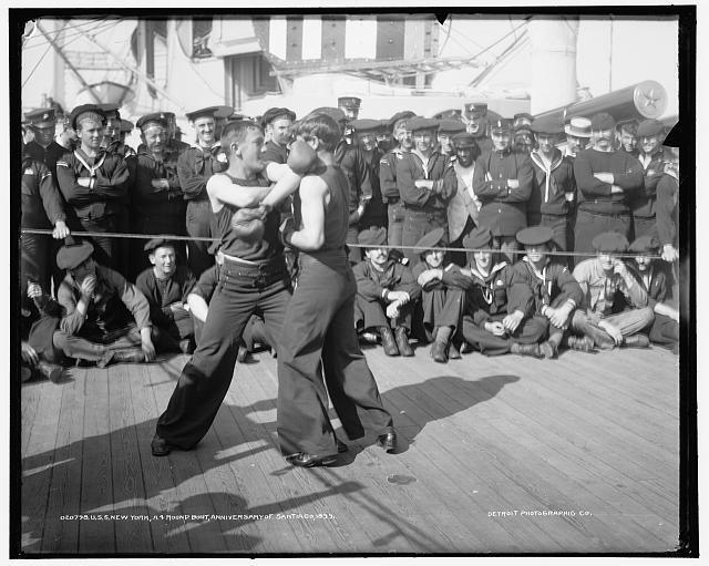 Photo:U.S.S. New York, a 4-round bout, anniversary of Santiago