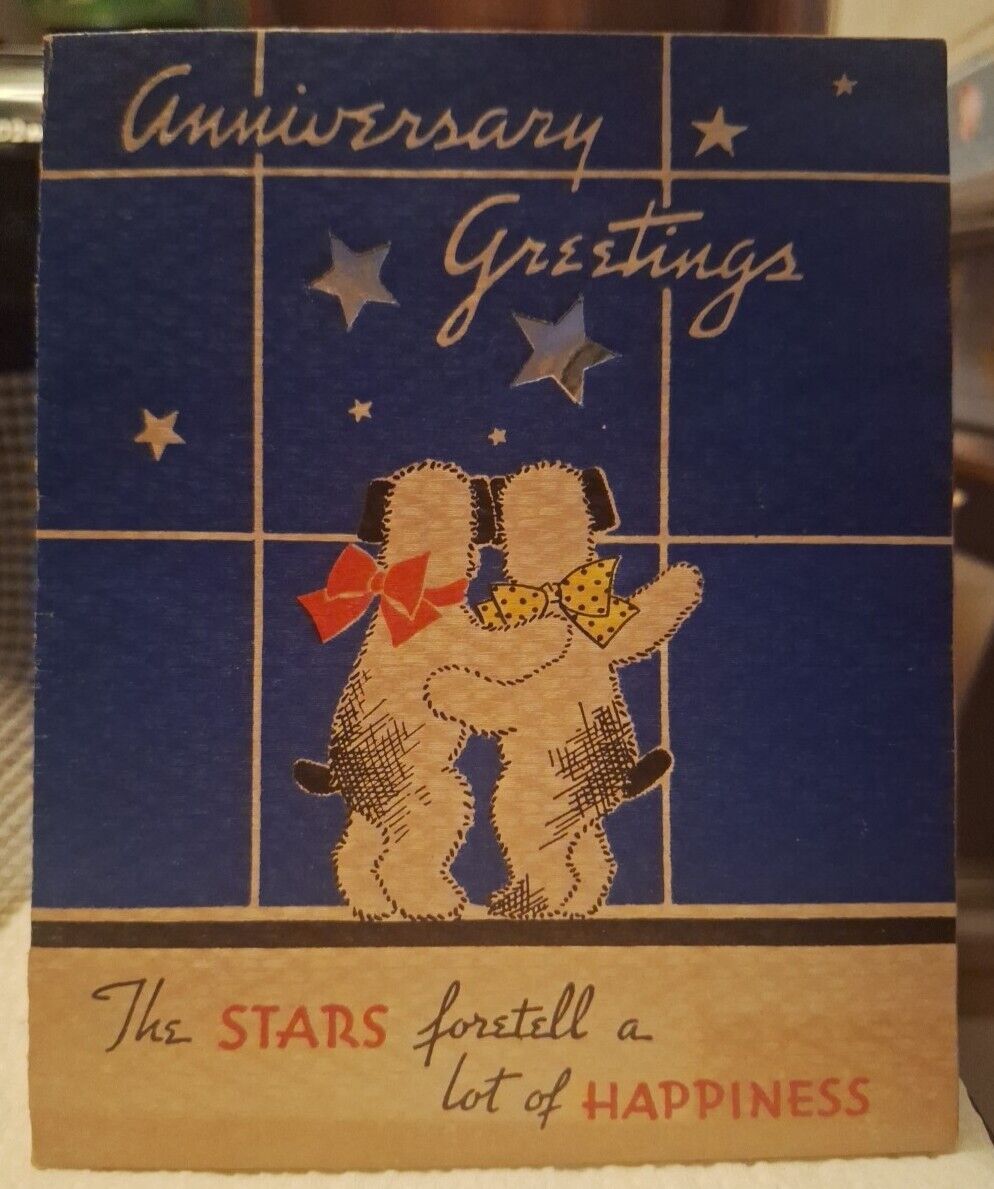 Vintage Anniversary Greeting Card Star Gazing~ The Stars Fortell Happiness~