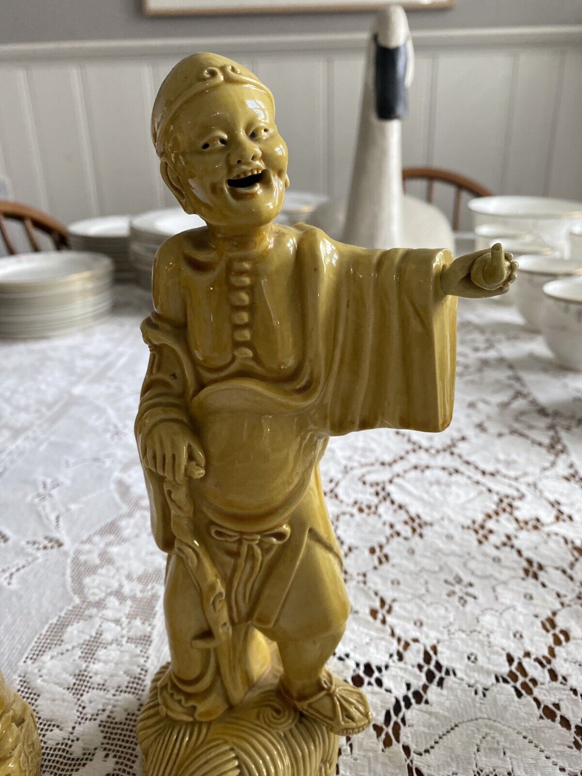 Vintage Chinese yellow figurines ceramic