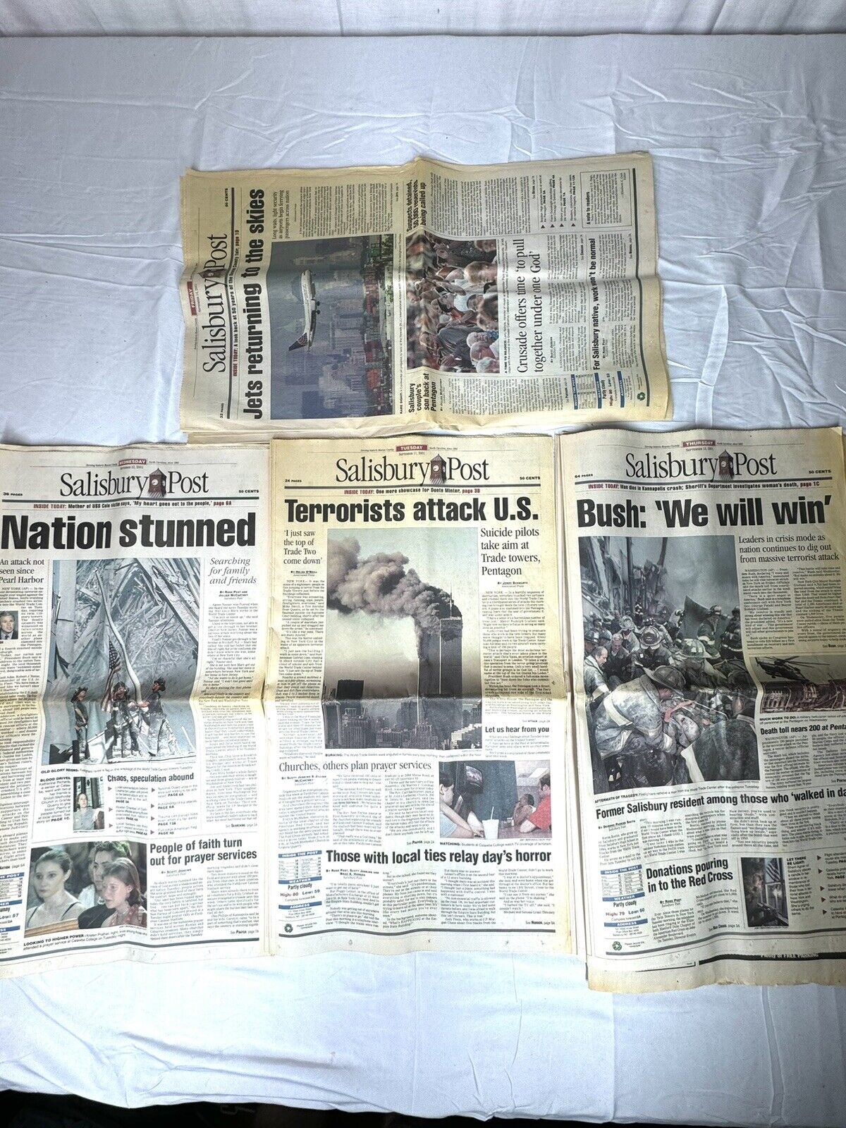 9/11 Newspaper Collection September 11th 2001-September 14th 2001 Salisbury Post