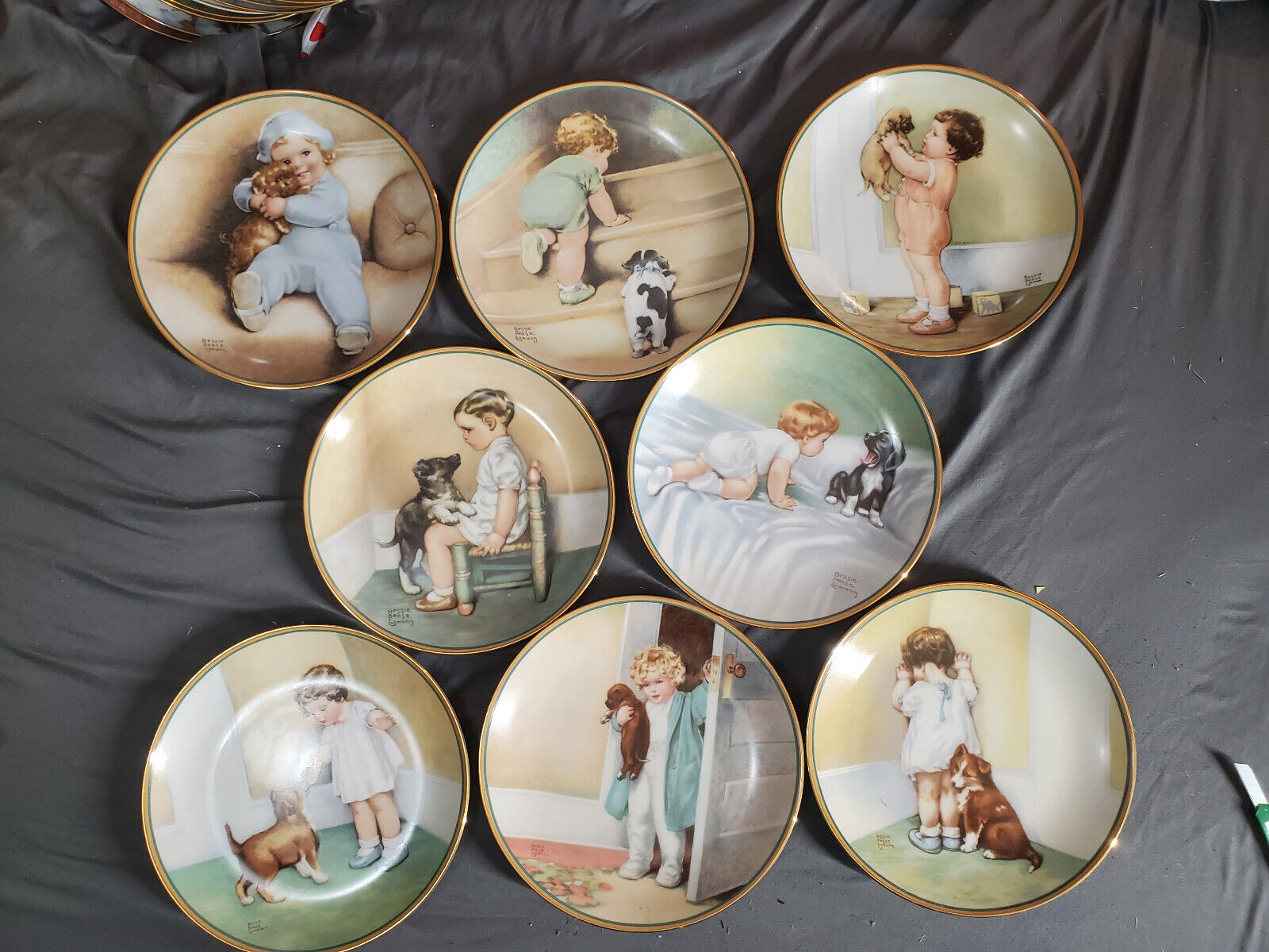 Full Set of 8 A Child\'s Best Friend Plate By Bessie Pease Cutman Hamilton 1985
