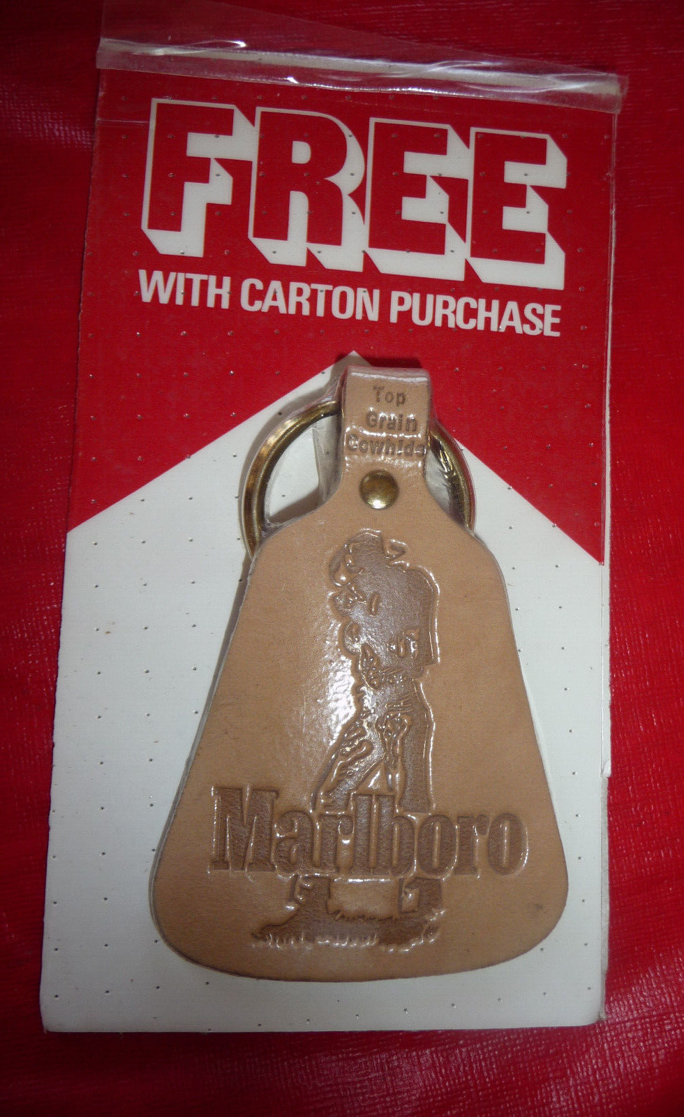 RARE vintage \'80\'s MARLBORO MAN KEYCHAIN~NOS Cowhide leather~FREE WITH PURCHASE